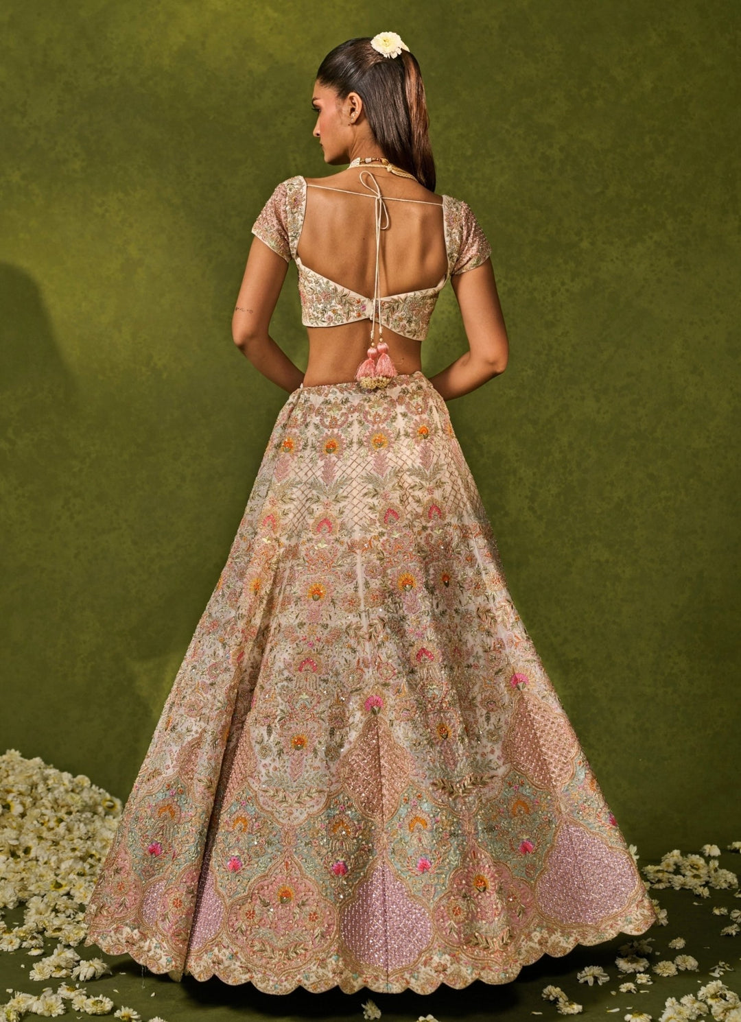 Ivory Organza Lehenga Chamee & Palak - Fabilicious Fashion