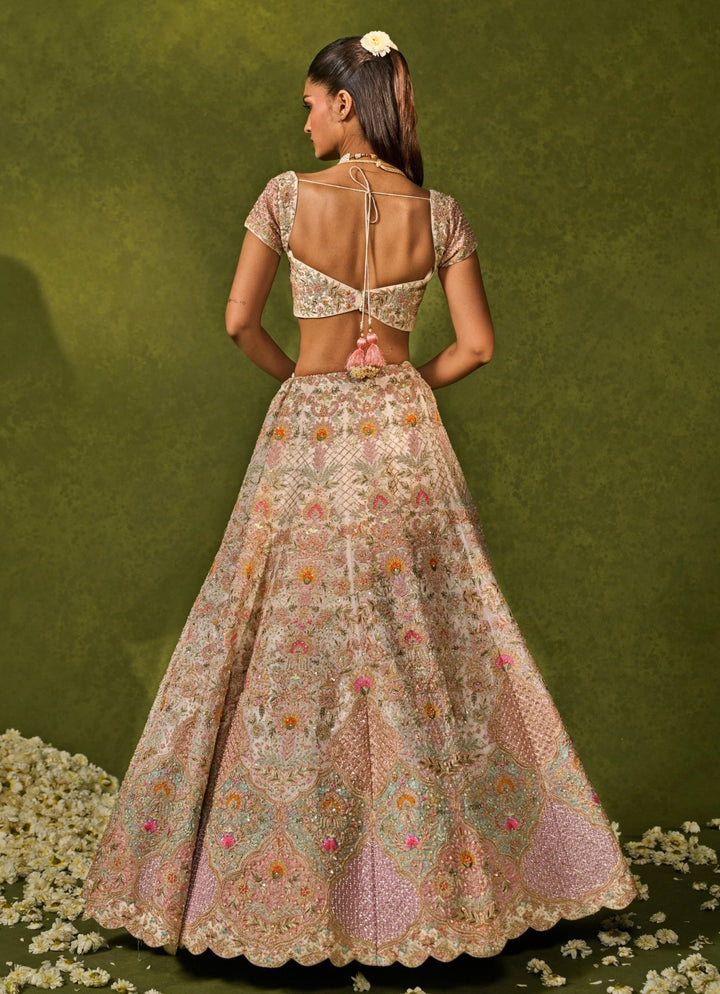 Ivory Organza Lehenga Chamee & Palak - Fabilicious Fashion