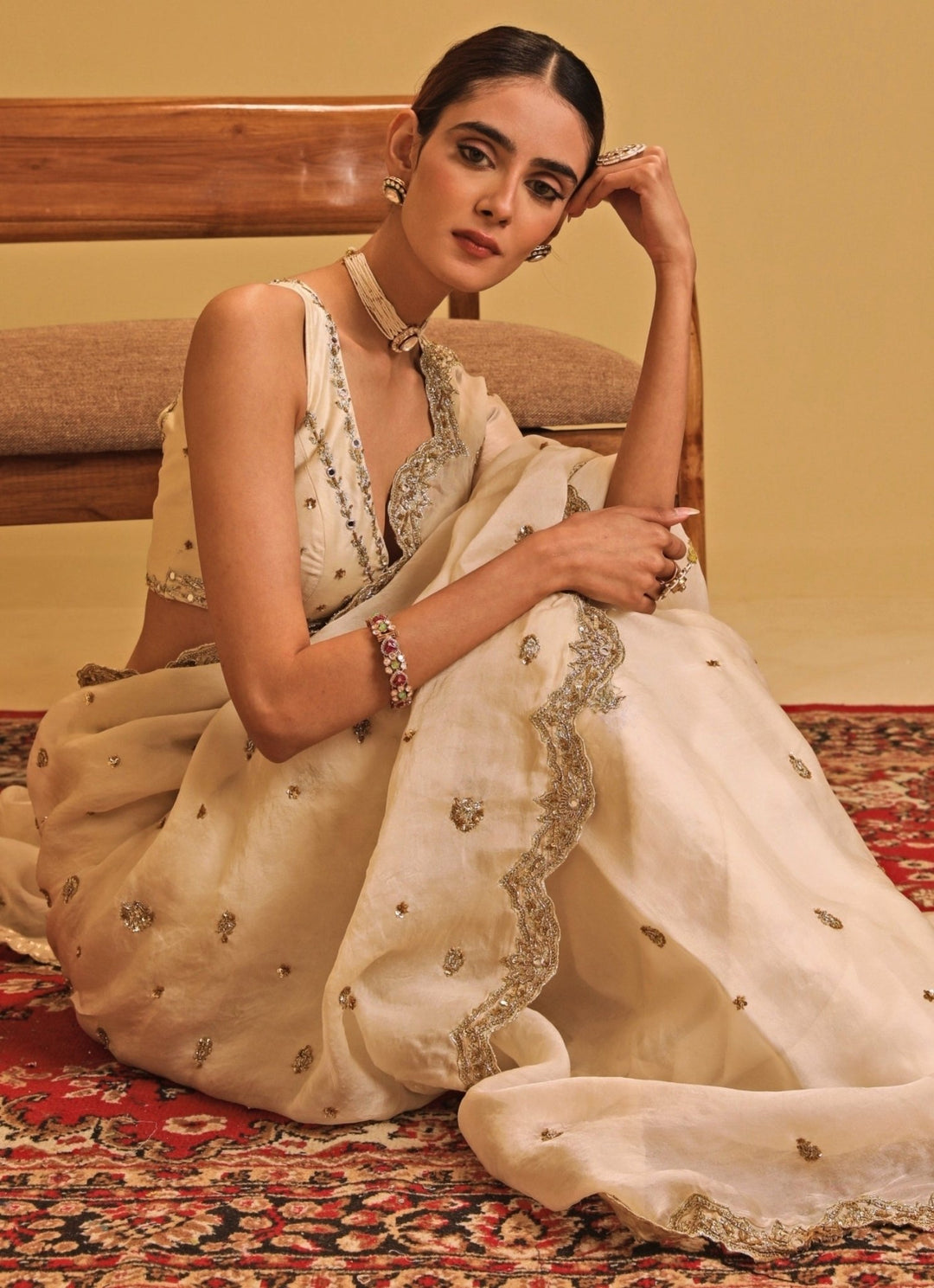Esha Koul Ivory Organza Saree SetFabilicious Fashion