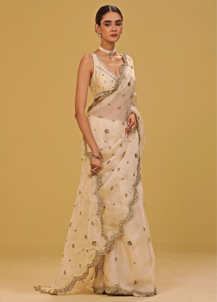 Esha Koul Ivory Organza Saree SetFabilicious Fashion
