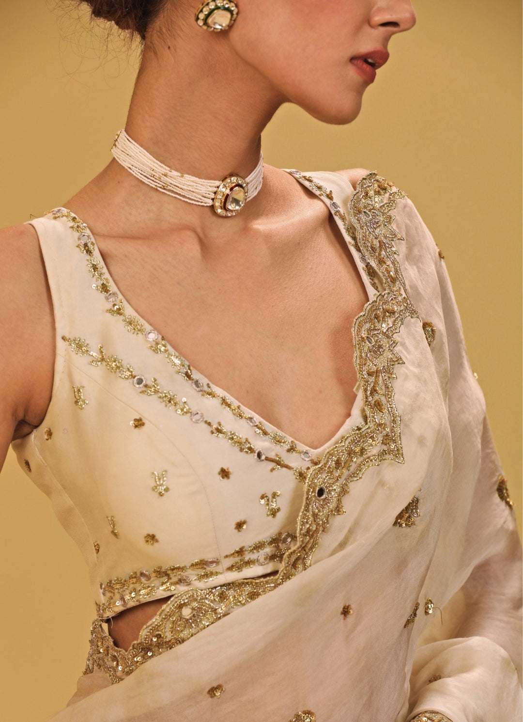 Esha Koul Ivory Organza Saree SetFabilicious Fashion
