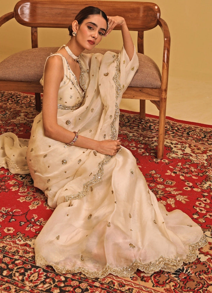 Esha Koul Ivory Organza Saree SetFabilicious Fashion
