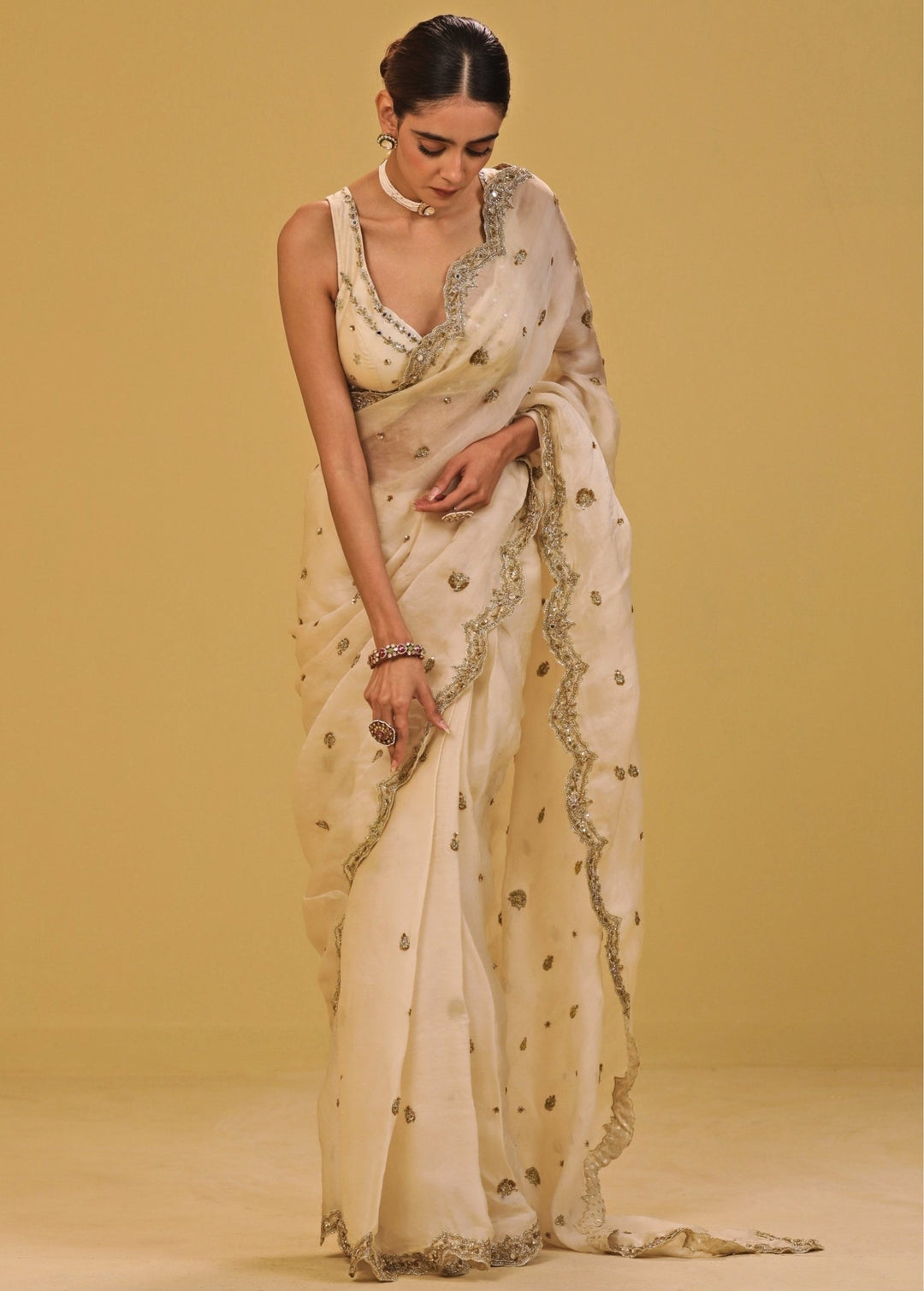 Esha Koul Ivory Organza Saree SetFabilicious Fashion