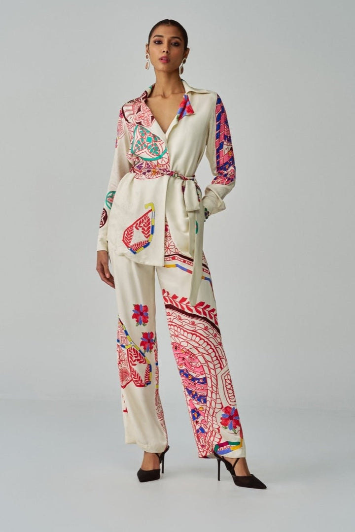 Ivory Paisley Print Co Ord Set Saaksha & Kinni - Fabilicious Fashion
