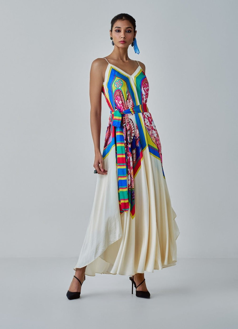 Ivory Paisley Print Dress Saaksha & Kinni - Fabilicious Fashion