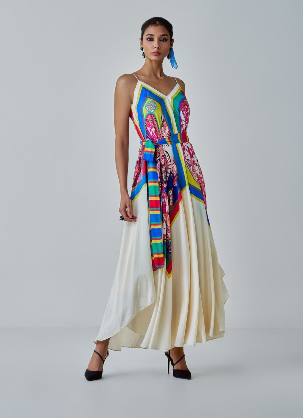 Ivory Paisley Print Dress Saaksha & Kinni - Fabilicious Fashion