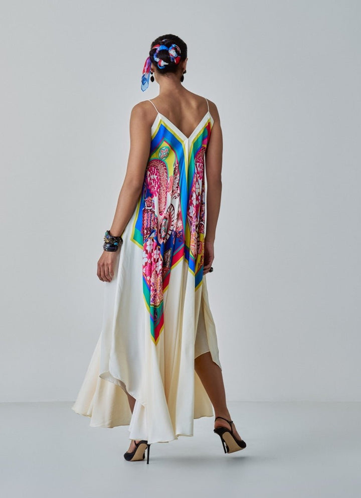 Ivory Paisley Print Dress Saaksha & Kinni - Fabilicious Fashion
