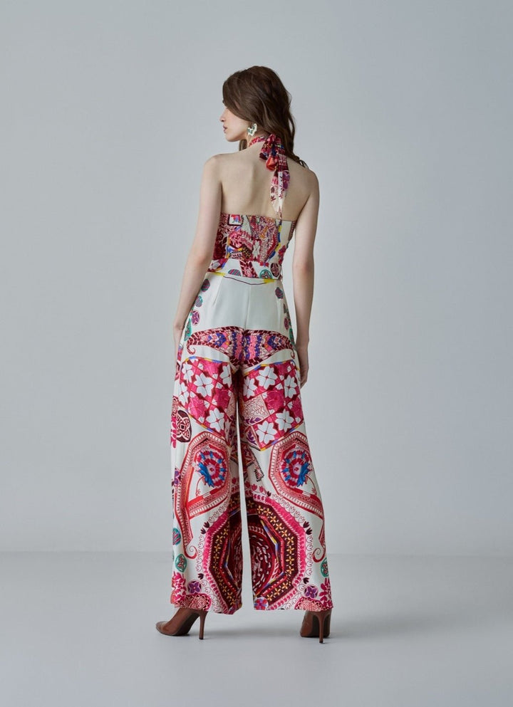 Ivory Paisley Print Jumpsuit Saaksha & Kinni - Fabilicious Fashion