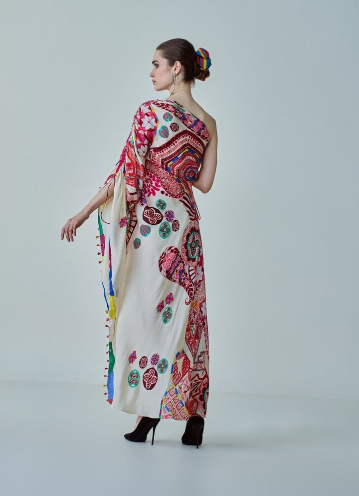 Ivory Paisley Print Kaftan Saaksha & Kinni - Fabilicious Fashion