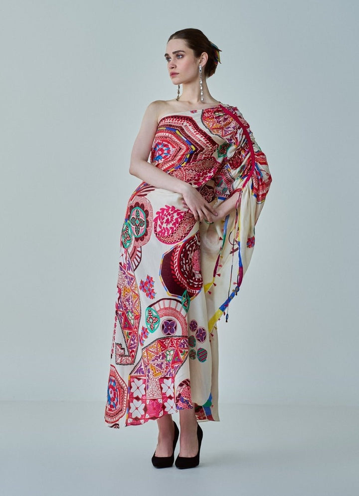 Ivory Paisley Print Kaftan Saaksha & Kinni - Fabilicious Fashion