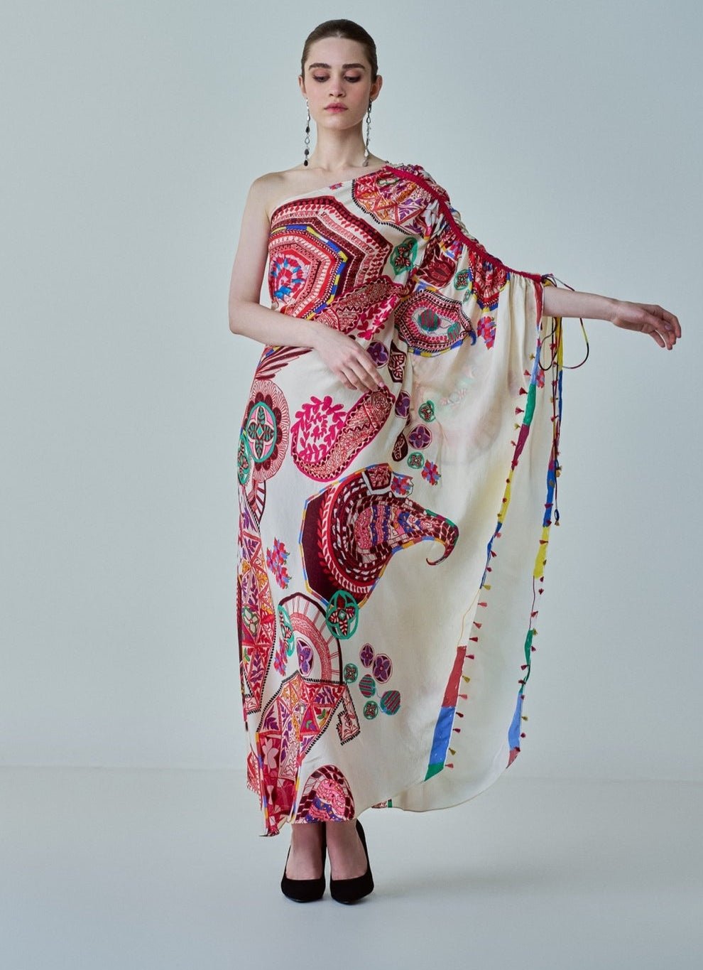 Ivory Paisley Print Kaftan Saaksha & Kinni - Fabilicious Fashion