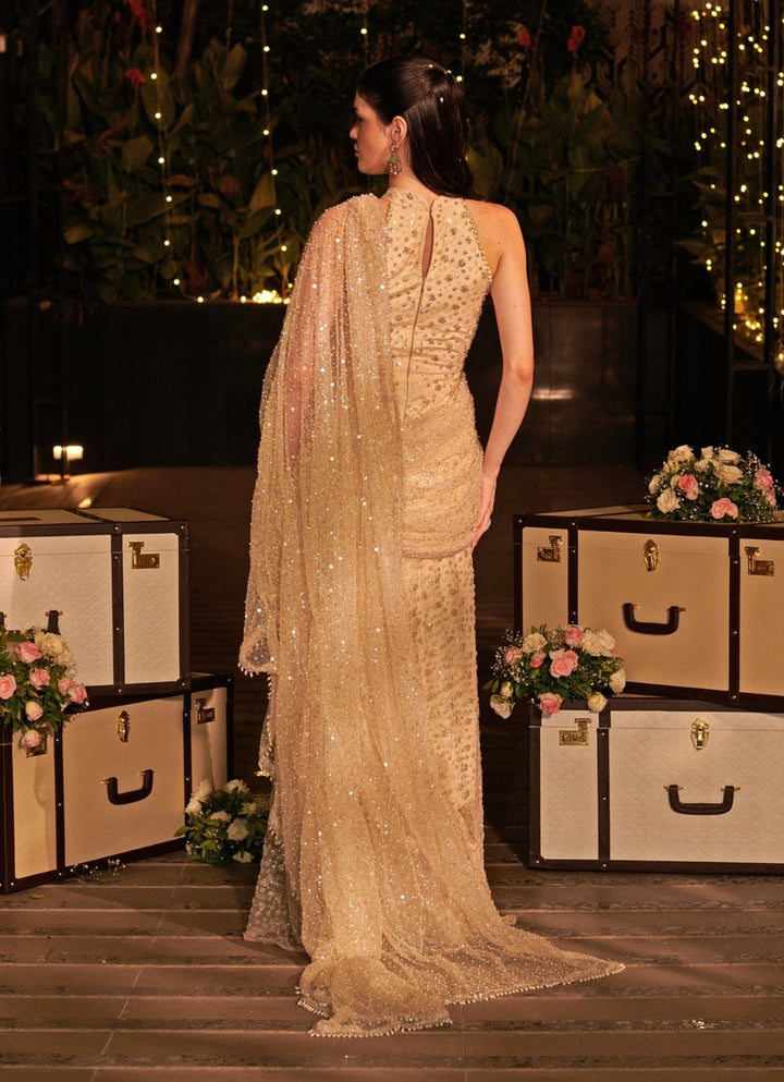 Ivory Pearl And Sequins Embroidered Gown Jigar and Nikita - Fabilicious Fashion
