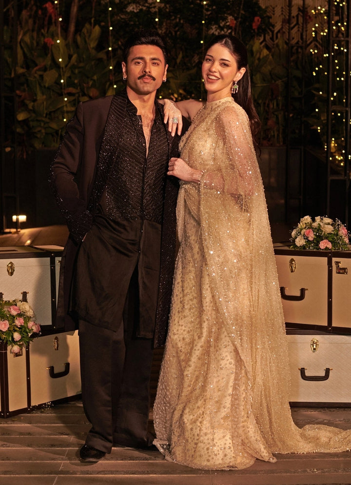 Ivory Pearl And Sequins Embroidered Gown Jigar and Nikita - Fabilicious Fashion