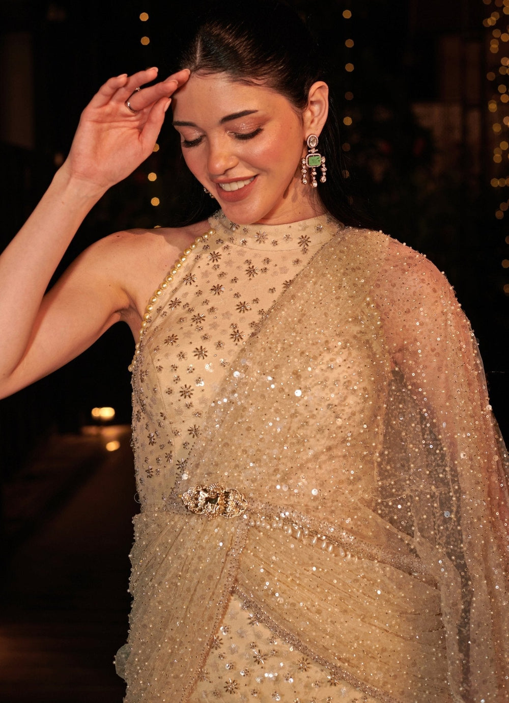 Ivory Pearl And Sequins Embroidered Gown Jigar and Nikita - Fabilicious Fashion
