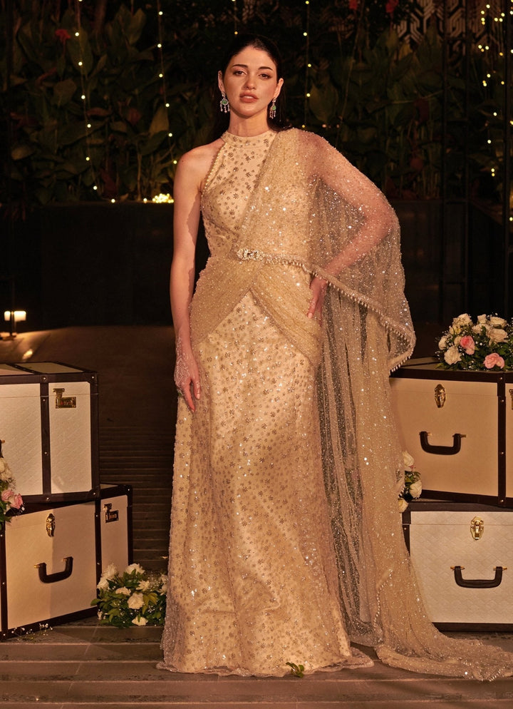 Ivory Pearl And Sequins Embroidered Gown Jigar and Nikita - Fabilicious Fashion