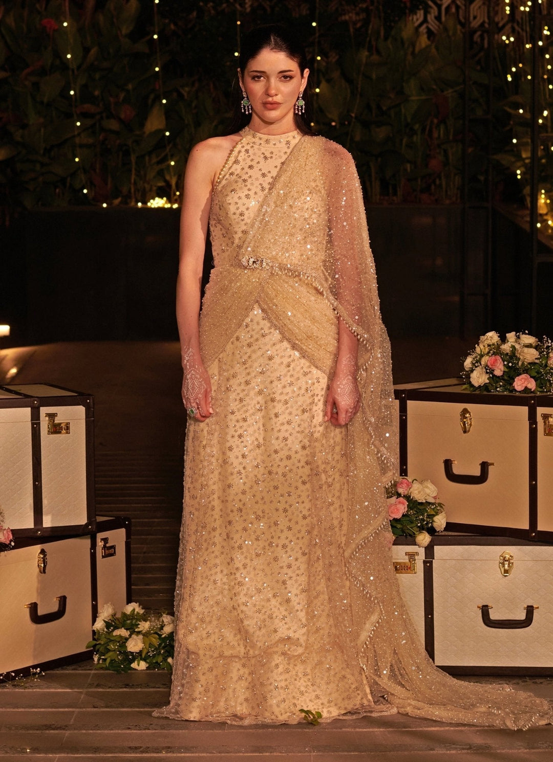 Ivory Pearl And Sequins Embroidered Gown Jigar and Nikita - Fabilicious Fashion