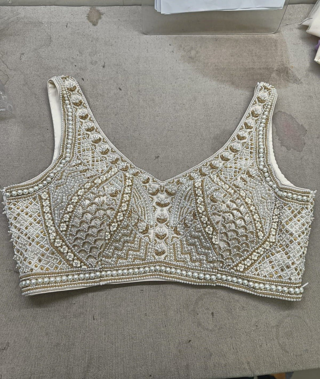Ivory Pearl Blouse Anisha Shetty - Fabilicious Fashion