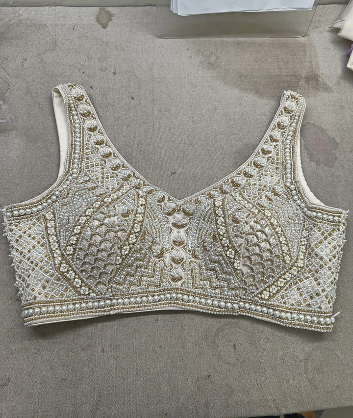 Ivory Pearl Blouse Anisha Shetty - Fabilicious Fashion
