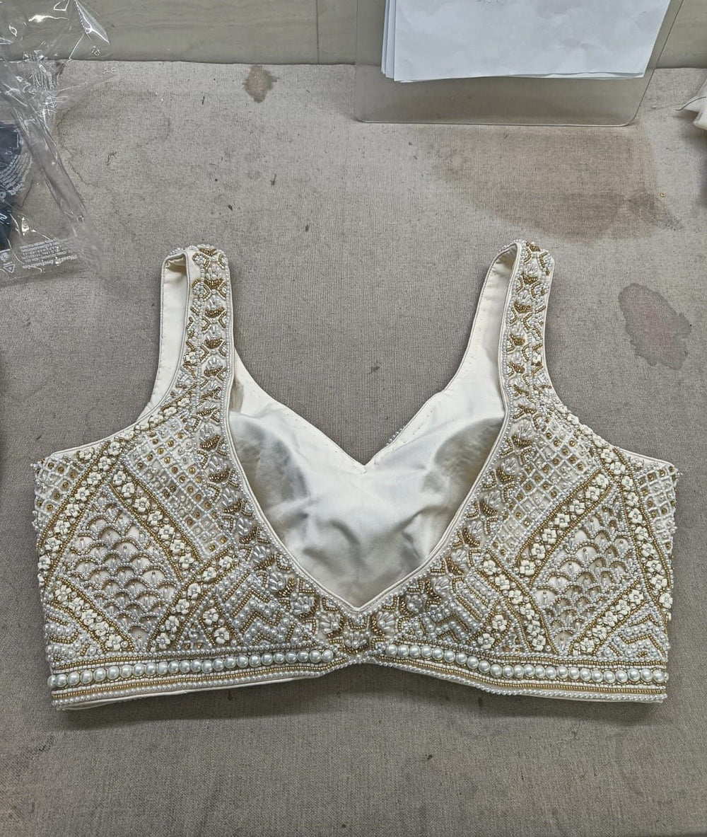 Ivory Pearl Blouse Anisha Shetty - Fabilicious Fashion