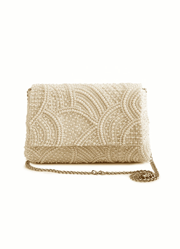 Ivory Pearl Clutch The Purple Sack - Fabilicious Fashion
