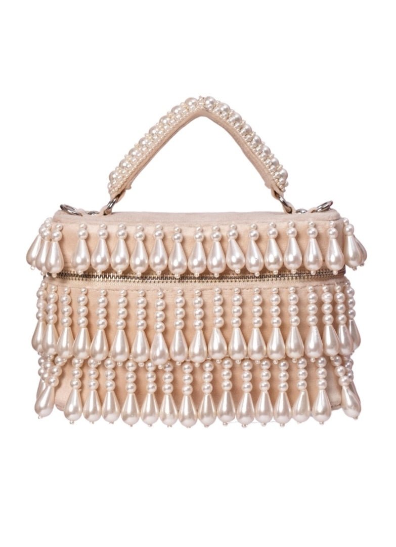 Ivory Pearl Embellished Vanity Bag House of Kosha - Fabilicious Fashion