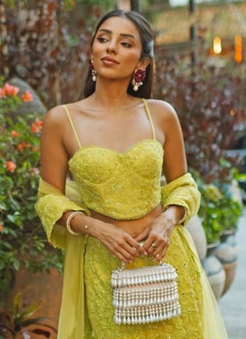 Ivory Pearl Embellished Vanity Bag House of Kosha - Fabilicious Fashion