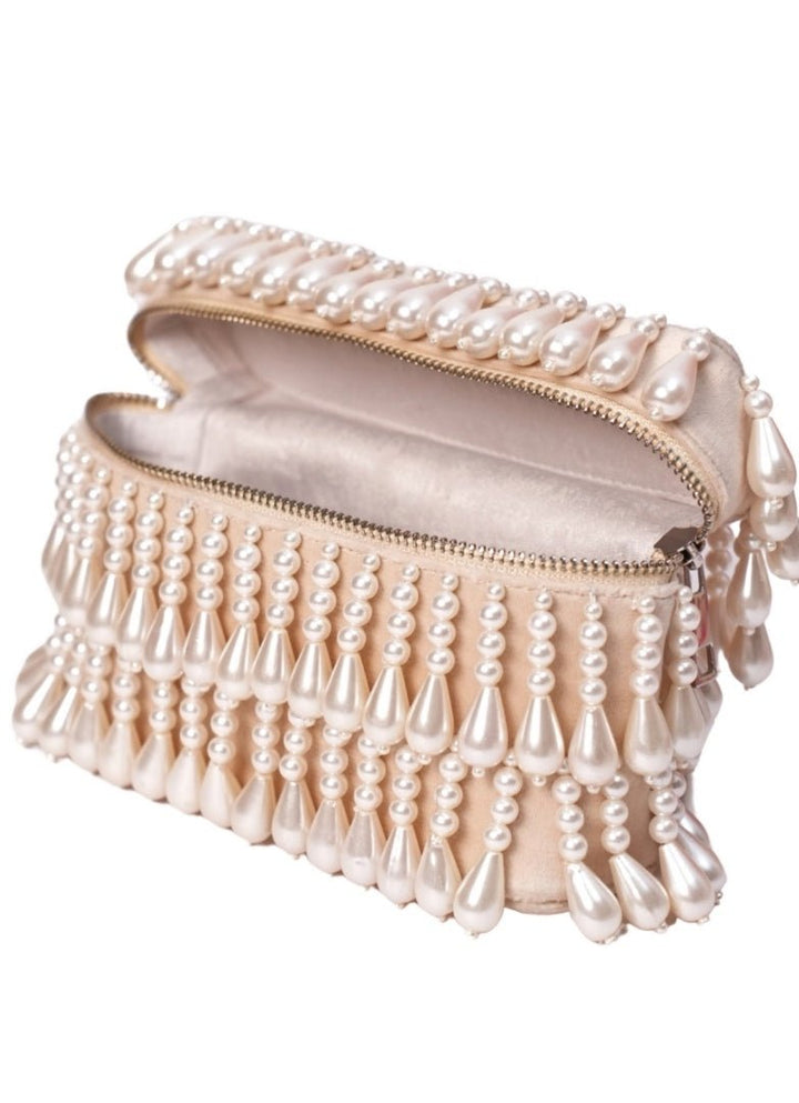 Ivory Pearl Embellished Vanity Bag House of Kosha - Fabilicious Fashion