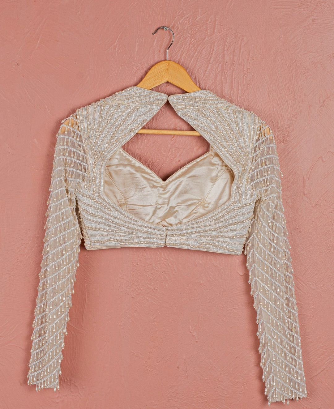 Ivory Pearl Embroidered Georgette Pre - Draped Saree Anisha Shetty - Fabilicious Fashion