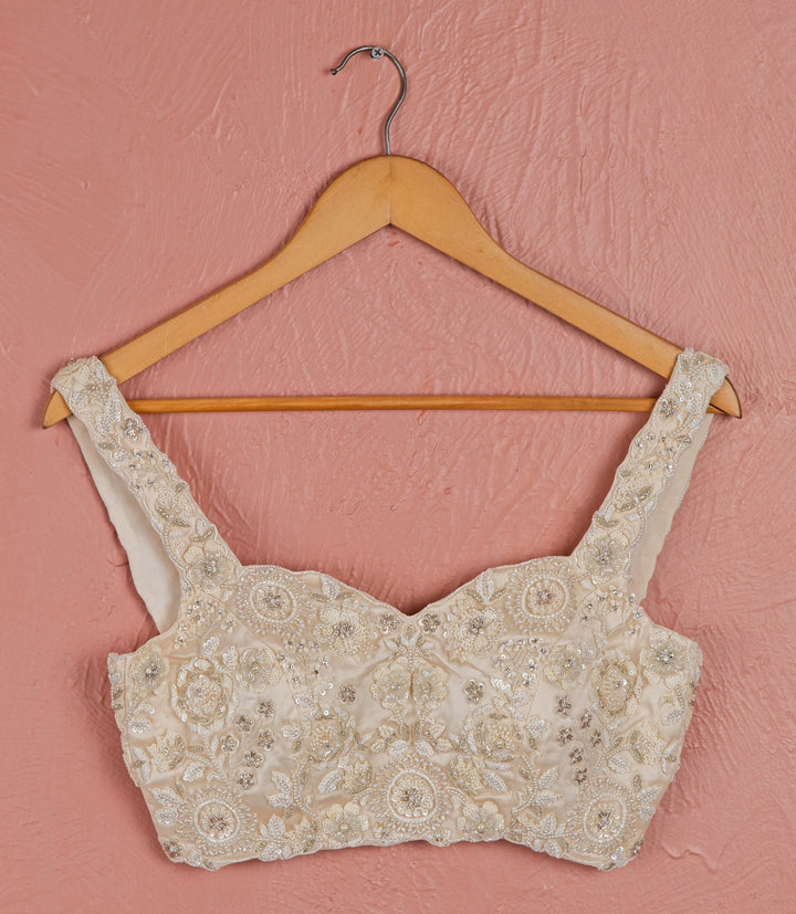 Ivory Pearl Embroidered Organza Lehenga Anisha Shetty - Fabilicious Fashion