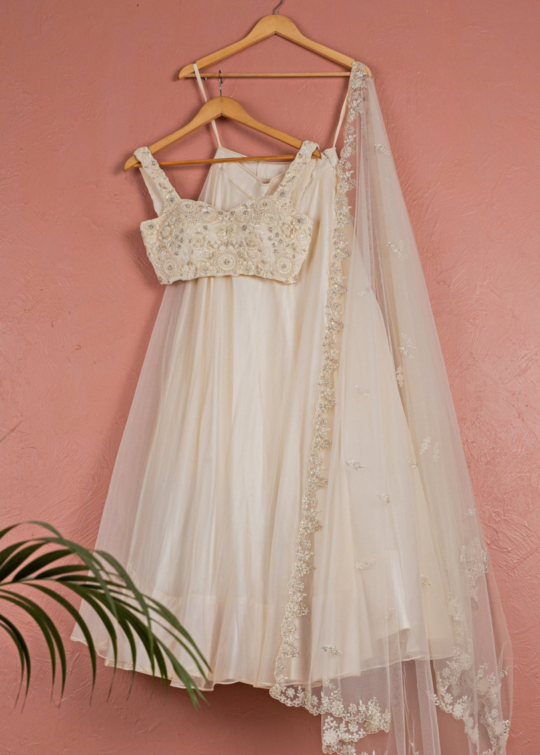 Ivory Pearl Embroidered Organza Lehenga Anisha Shetty - Fabilicious Fashion
