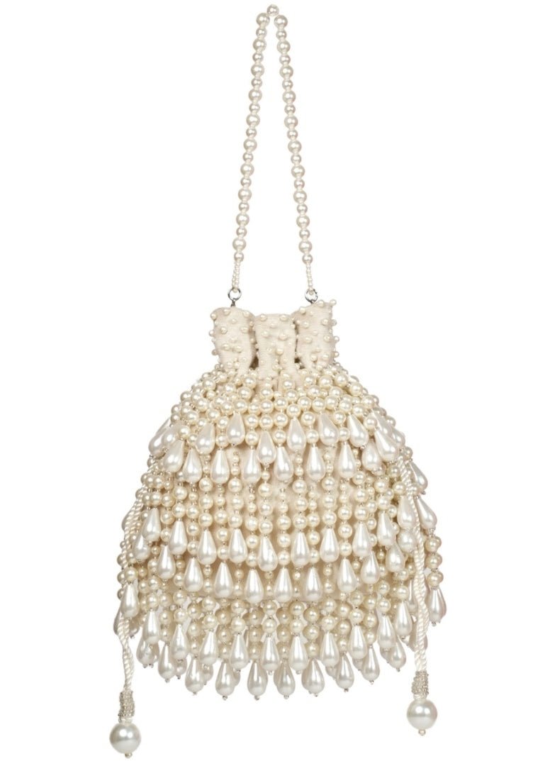 Ivory Pearl Suede Embellished Potli House of Kosha - Fabilicious Fashion