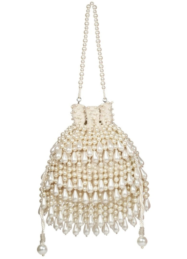 Ivory Pearl Suede Embellished Potli House of Kosha - Fabilicious Fashion