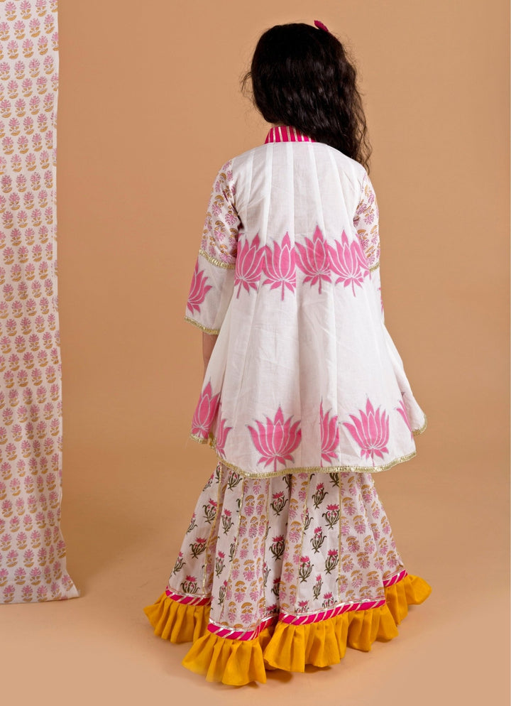 Ivory Printed Cotton Kurta Sharara Set Chotibuti - Fabilicious Fashion