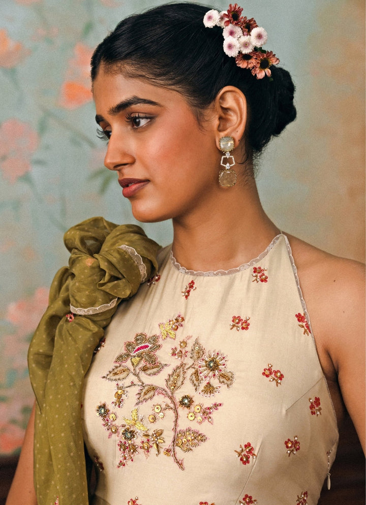 Paulmi and Harsh Ivory Printed Cotton Silk Anarkali SetFabilicious Fashion