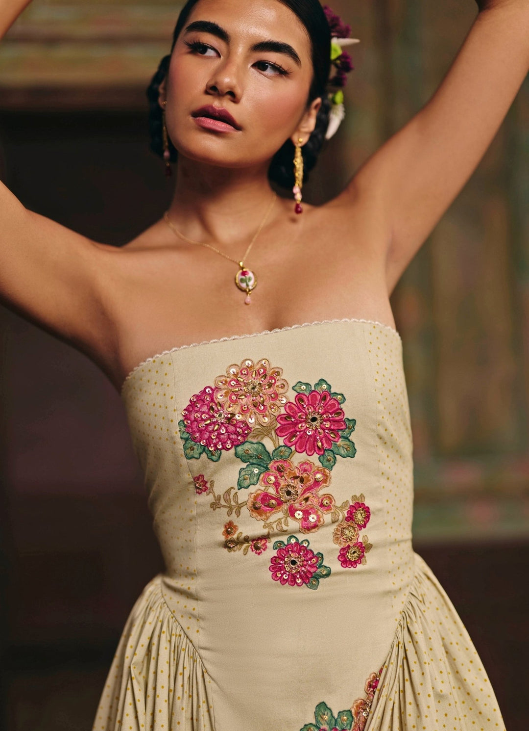 Paulmi and Harsh Ivory Printed Lycra DressFabilicious Fashion