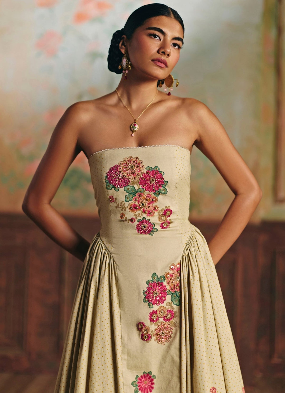 Paulmi and Harsh Ivory Printed Lycra DressFabilicious Fashion
