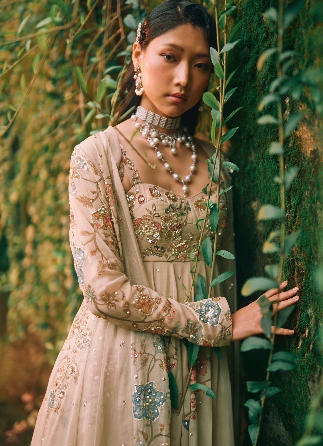 Paulmi and Harsh Ivory Printed Organza Anarkali Set With JacketFabilicious Fashion