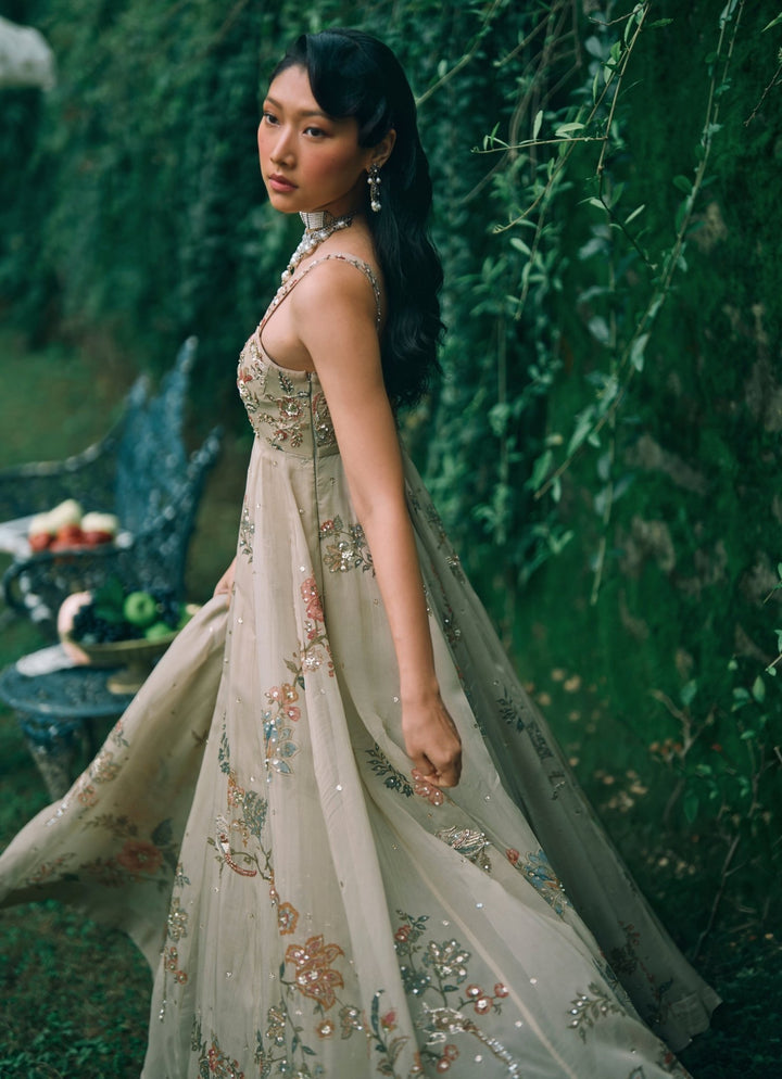 Paulmi and Harsh Ivory Printed Organza Anarkali Set With JacketFabilicious Fashion