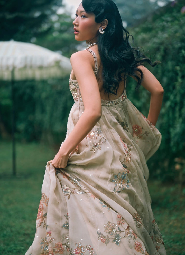 Paulmi and Harsh Ivory Printed Organza Anarkali Set With JacketFabilicious Fashion