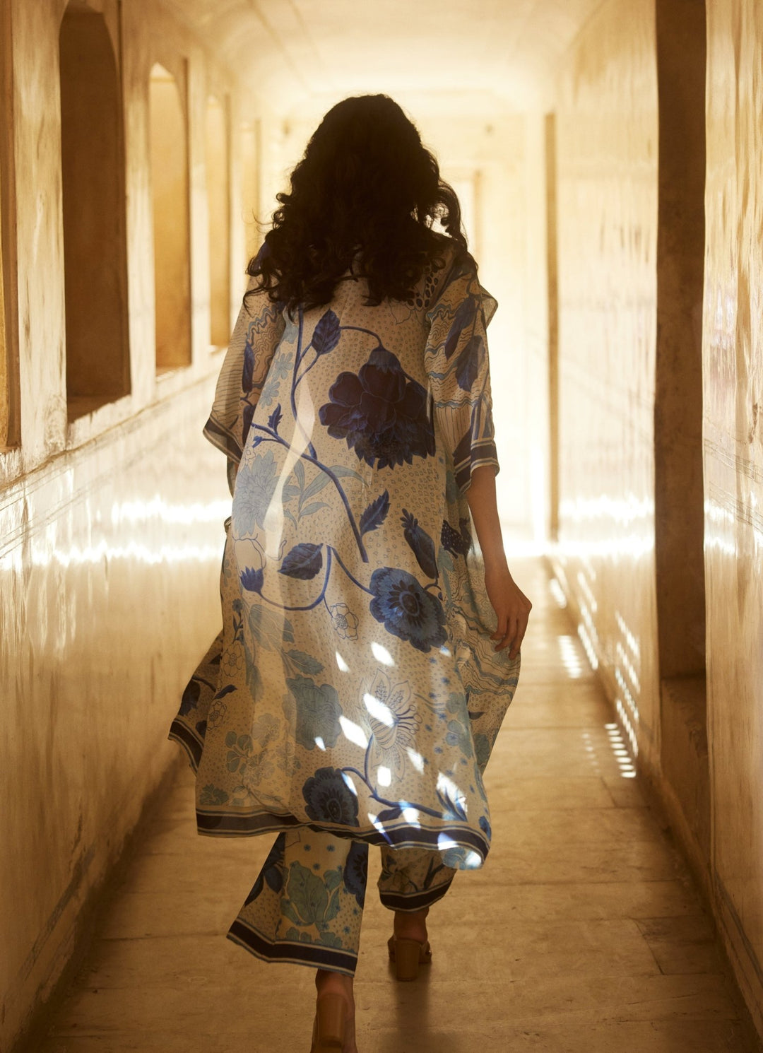Ivory Printed Pant Set With Jacket Paulmi and Harsh - Fabilicious Fashion