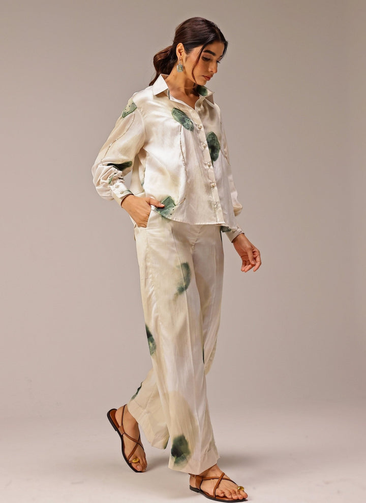 Studio Surbhi Ivory Printed Satin Co-Ord SetFabilicious Fashion