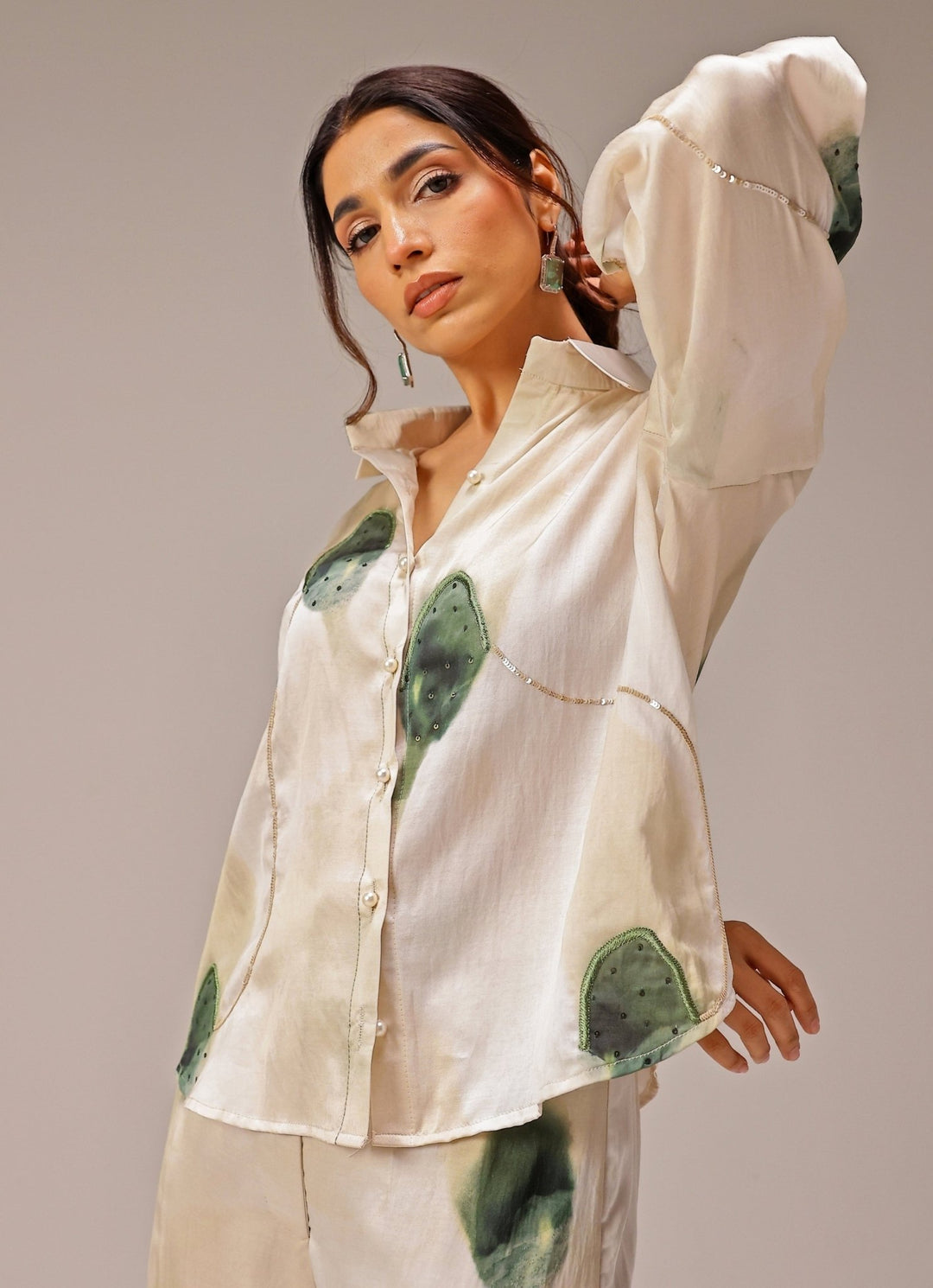 Studio Surbhi Ivory Printed Satin Co-Ord SetFabilicious Fashion