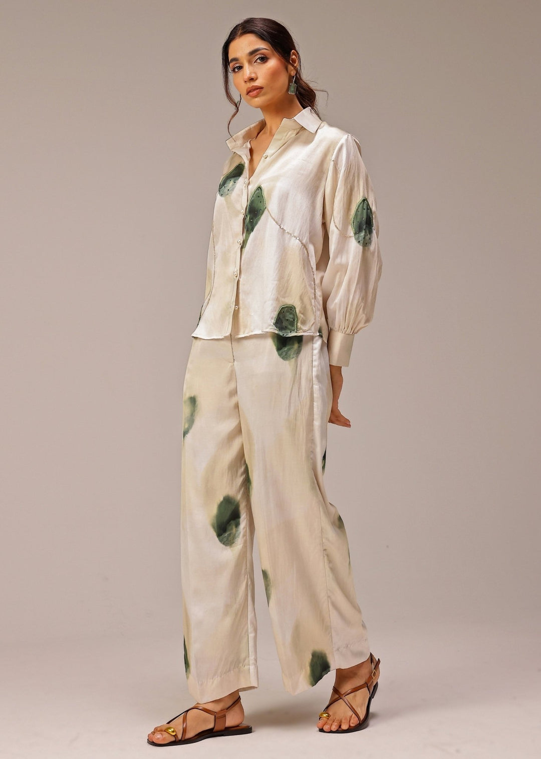 Studio Surbhi Ivory Printed Satin Co-Ord SetFabilicious Fashion