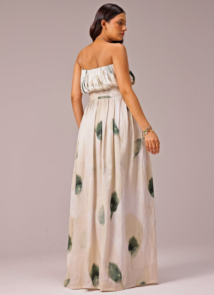 Studio Surbhi Ivory Printed Satin Maxi DressFabilicious Fashion