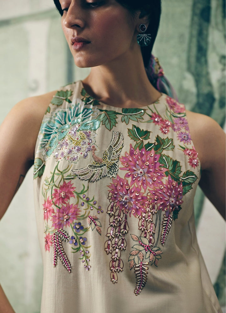 Paulmi and Harsh X Ease Ivory Printed Silk Kurta Pants SetFabilicious Fashion
