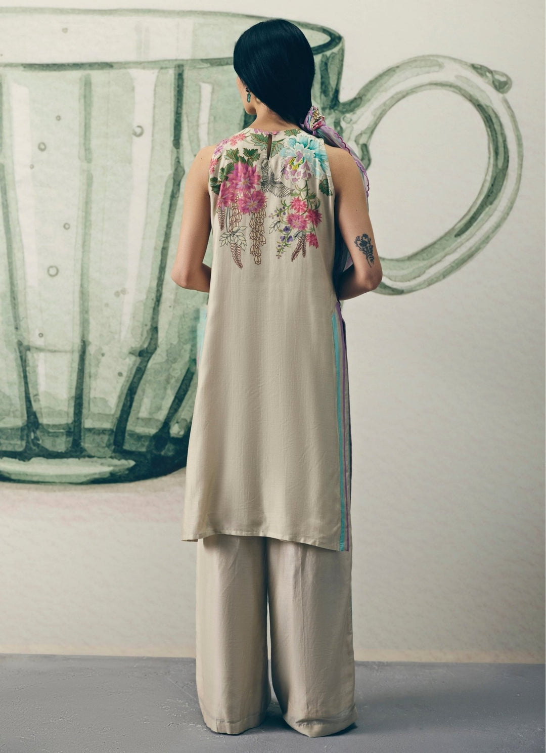 Paulmi and Harsh X Ease Ivory Printed Silk Kurta Pants SetFabilicious Fashion