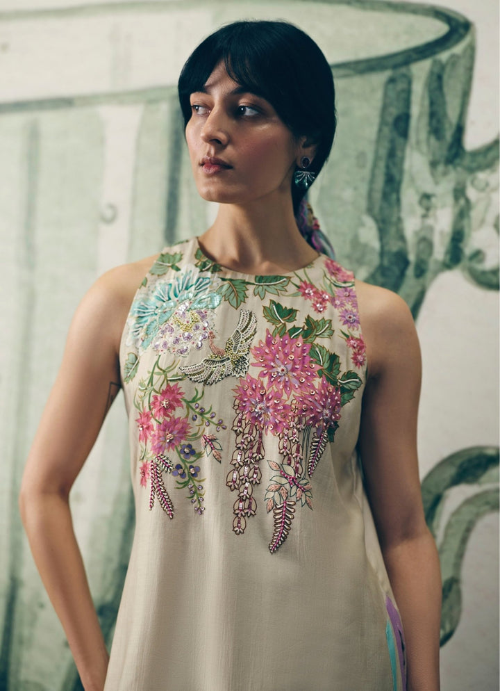 Paulmi and Harsh X Ease Ivory Printed Silk Kurta Pants SetFabilicious Fashion