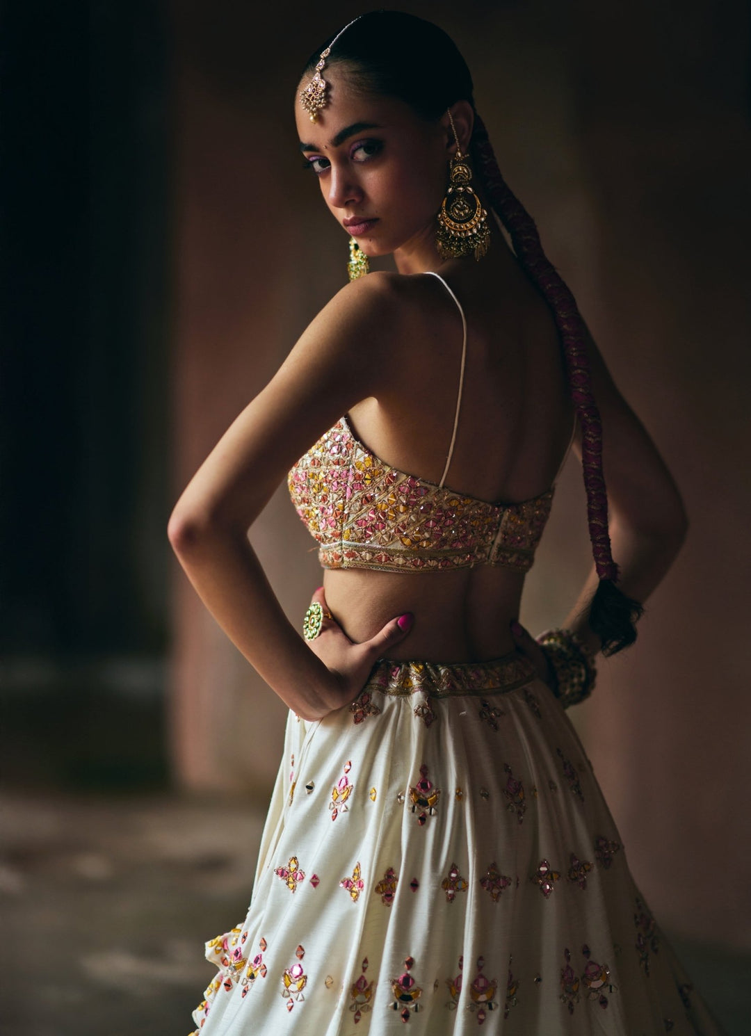 Ivory Raw Silk Embroidered Lehenga Set Angad Singh - Fabilicious Fashion