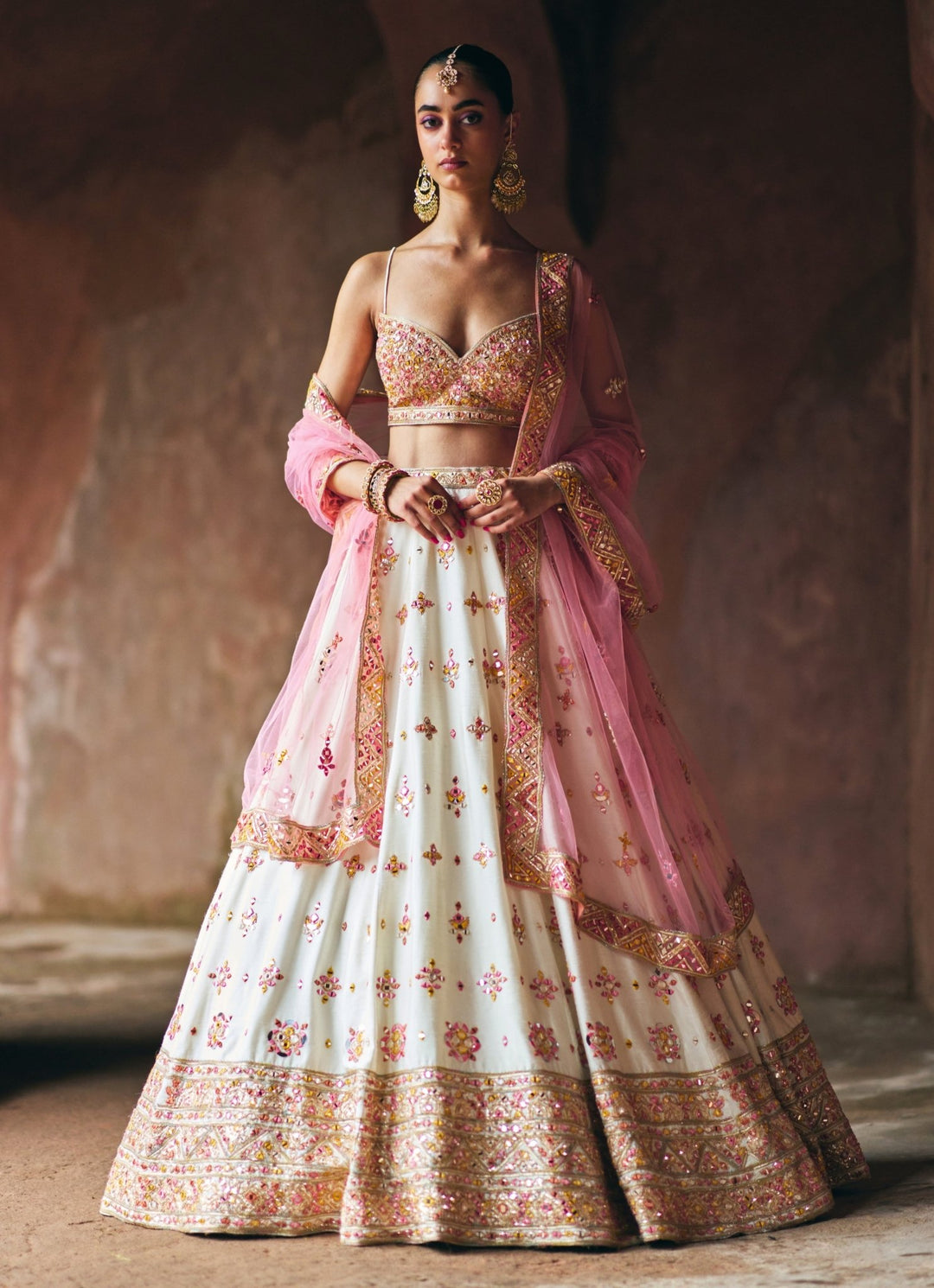 Ivory Raw Silk Embroidered Lehenga Set Angad Singh - Fabilicious Fashion