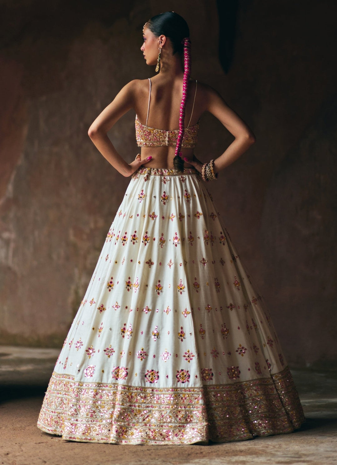 Ivory Raw Silk Embroidered Lehenga Set Angad Singh - Fabilicious Fashion